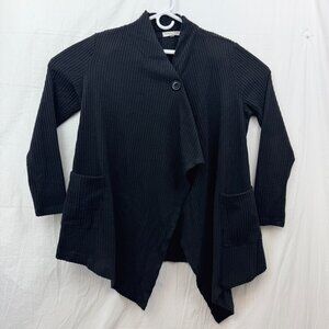 Alchemy Thread Single Button Cardigan Sweater w/Pockets Women L Black